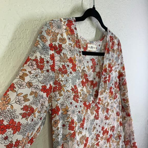 NATURAL LIFE Dress Maxi Boho V-Neck Flutter Sleeve Tiered Skirt Removable Slip - Picture 7 of 14